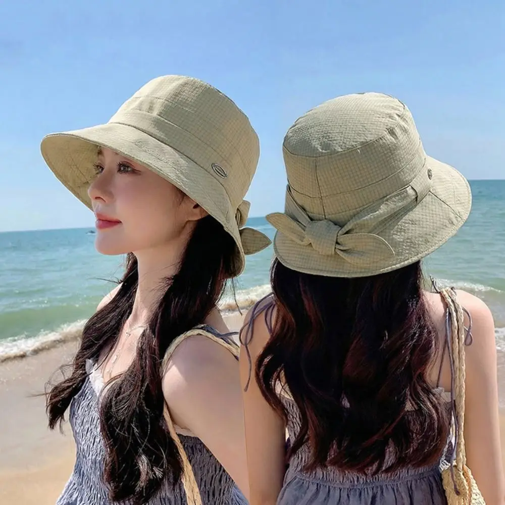 Portable Bowknot Women Fisherman Hat Wide Brim Breathable Summer Sun Hat Sun Protection Solid Color Sunshade Hat Travel
Portable Bowknot Women Fisherman Hat Wide Brim Breathable Summer Sun Hat Sun Protection Solid Color Sunshade Hat Travel