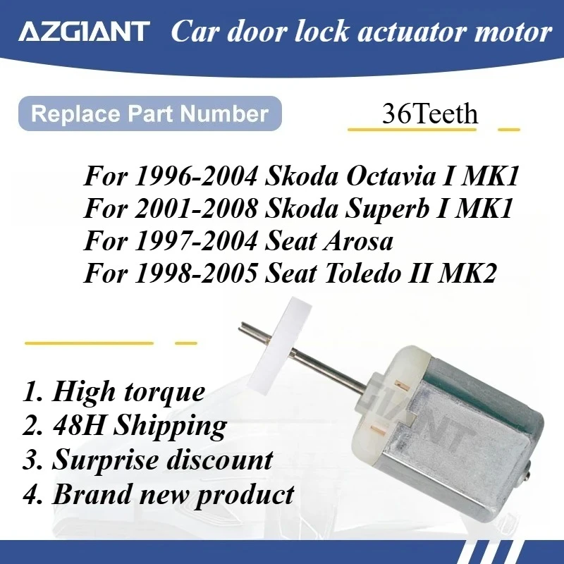 For Skoda Octavia Superb Seat Arosa Toledo 2001-2004 FC-280SC-22120 Car Door Lock Actuator Core Motor Power 12V Repair Engine
For Skoda Octavia Superb Seat Arosa Toledo 2001-2004 FC-280SC-22120 Car Door Lock Actuator Core Motor Power 12V Repair Engine
