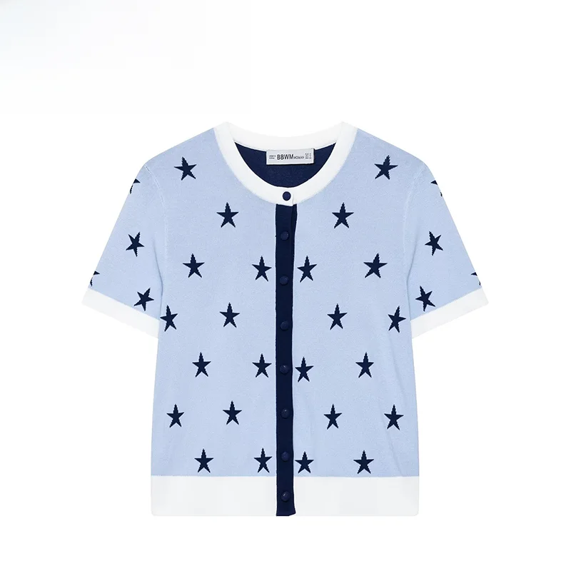 Fashionable Star Pattern Knitted Jacket ZR Summer New Arrival Women's Casual Wear Polyester Fiber round Neck Button Closure
Fashionable Star Pattern Knitted Jacket ZR Summer New Arrival Women's Casual Wear Polyester Fiber round Neck Button Closure