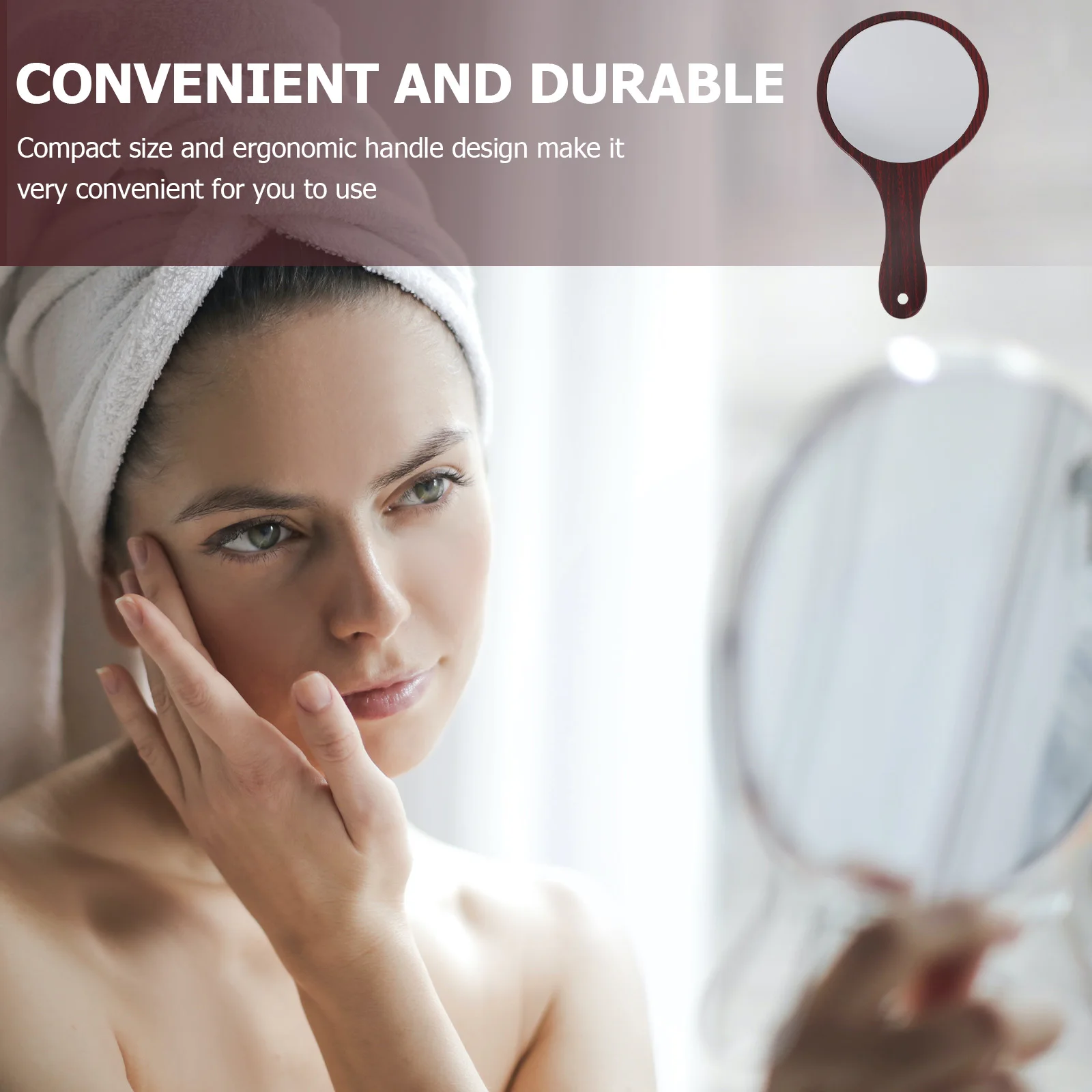 Wooden Handle Retro Handheld Vanity Red Wood Color Compact Size High Definition Beauty Mirror Women Mirror Lightweight Easy to
Wooden Handle Retro Handheld Vanity Red Wood Color Compact Size High Definition Beauty Mirror Women Mirror Lightweight Easy to