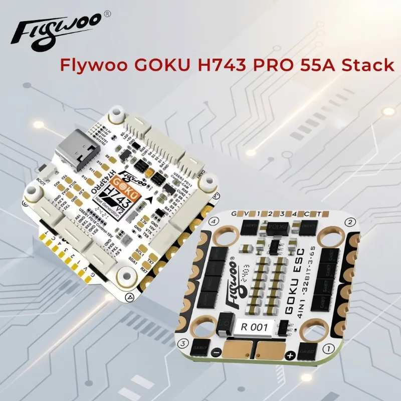 Flywoo GOKU H743 PRO 55A 32Bit 128K 30*30 Stack H743 PRO Flight Controller with G55M AM32 4in1 ESC Plug&Play O4/O4 Pro RC Parts
Flywoo GOKU H743 PRO 55A 32Bit 128K 30*30 Stack H743 PRO Flight Controller with G55M AM32 4in1 ESC Plug&Play O4/O4 Pro RC Parts