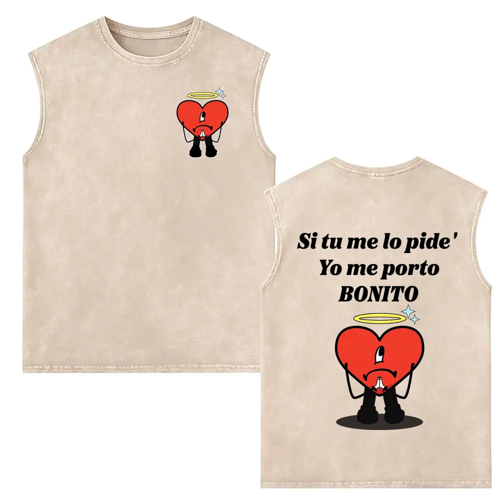 Rapper Bad Bunny Washed Sleeveless Vest Un Verano Sin Ti Si Tu Me Lo Pides Yo Me Porto Bonito T-shirt Men's Fashion Tank Tops
Rapper Bad Bunny Washed Sleeveless Vest Un Verano Sin Ti Si Tu Me Lo Pides Yo Me Porto Bonito T-shirt Men's Fashion Tank Tops
