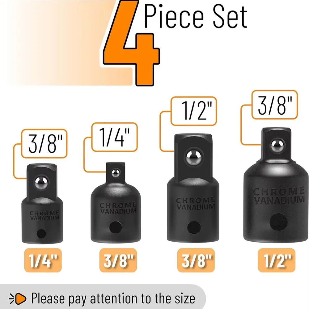 Reducer Sleeve Wrench Adapter Spanner Set Converter Ratchet Wrench Socket 4pcs 1/4 3/8 1/2
Reducer Sleeve Wrench Adapter Spanner Set Converter Ratchet Wrench Socket 4pcs 1/4 3/8 1/2