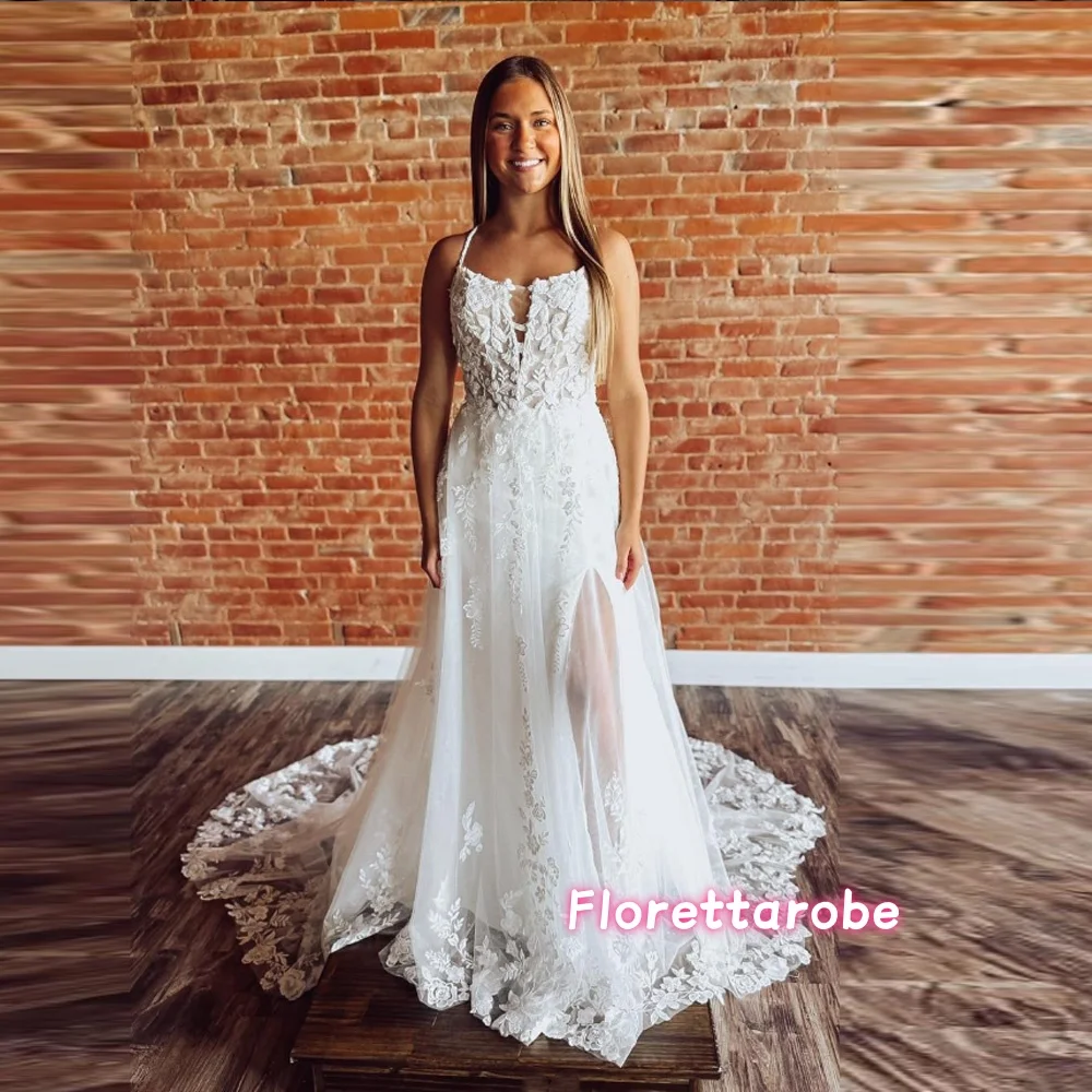 Simple Customized Elegant V-neck Wedding Dresses Spaghetti Straps Appliques Lace Floor Length Bridal Gown Vestido De Novia
Simple Customized Elegant V-neck Wedding Dresses Spaghetti Straps Appliques Lace Floor Length Bridal Gown Vestido De Novia