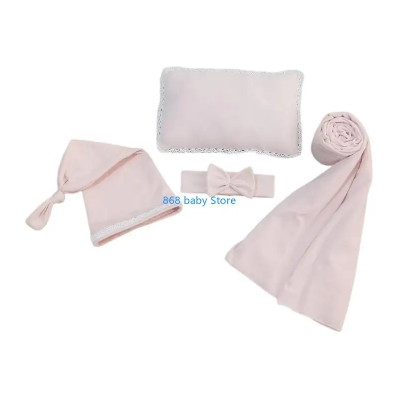 29EE Newborn Baby 4Pcs Photography Props Headband Knotted Hat Swaddle Blanket Pillow
29EE Newborn Baby 4Pcs Photography Props Headband Knotted Hat Swaddle Blanket Pillow