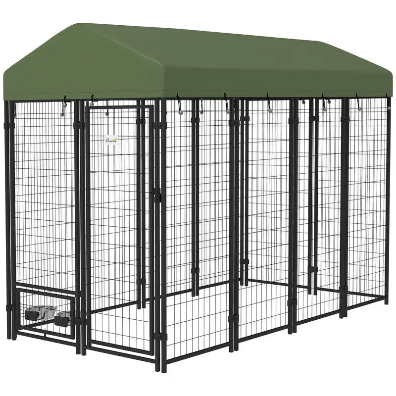 PawHut Outdoor Dog Kennel with Rotating Bowl Holders, Pet Playpen with Waterproof Cover, 8' x 4' x 6', Green
PawHut Outdoor Dog Kennel with Rotating Bowl Holders, Pet Playpen with Waterproof Cover, 8' x 4' x 6', Green
