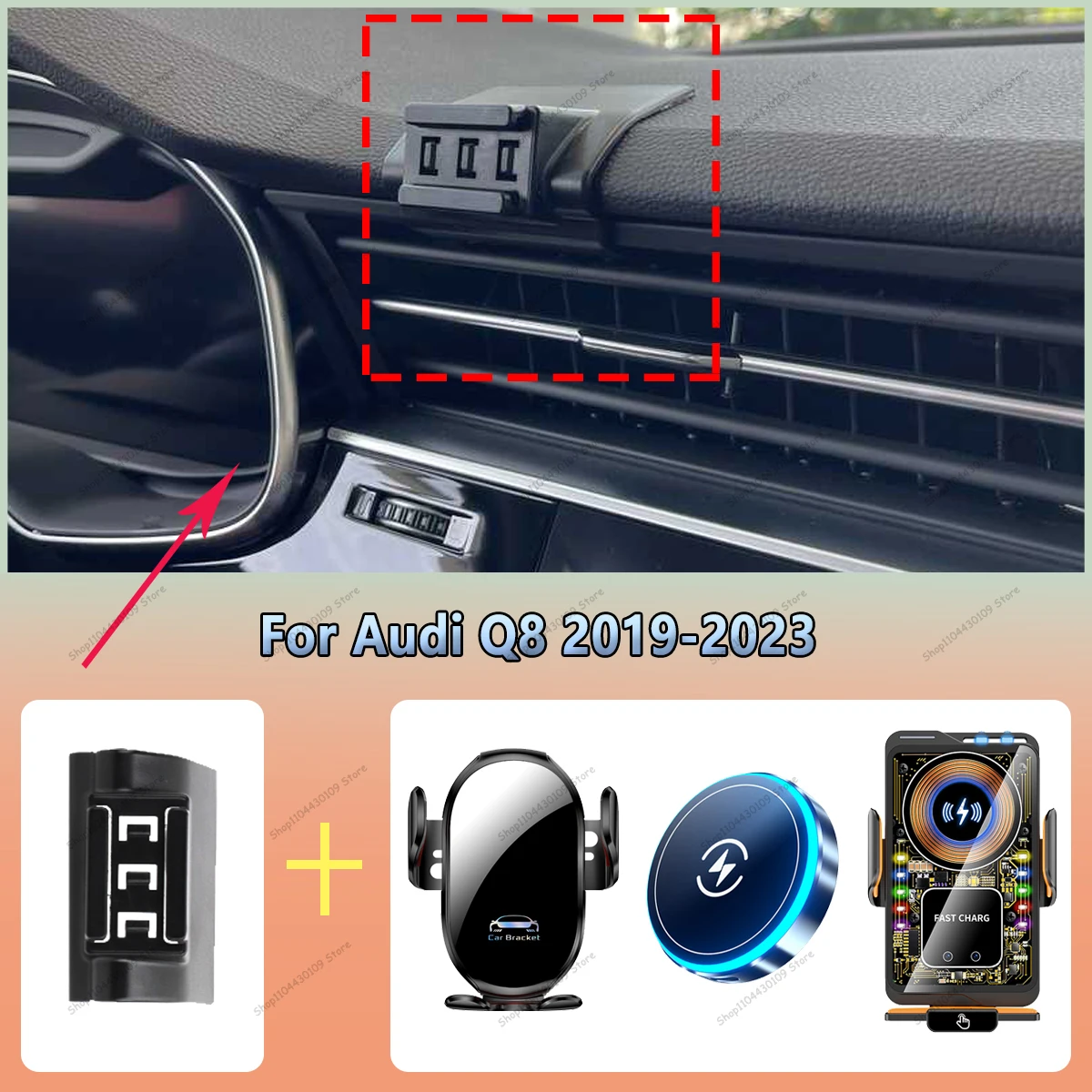 For Audi Q8 4L 2019-2023 Smart car phone holder Mount Automatic Locking Cell Phone Vehicle-Specific Charging Holder
For Audi Q8 4L 2019-2023 Smart car phone holder Mount Automatic Locking Cell Phone Vehicle-Specific Charging Holder