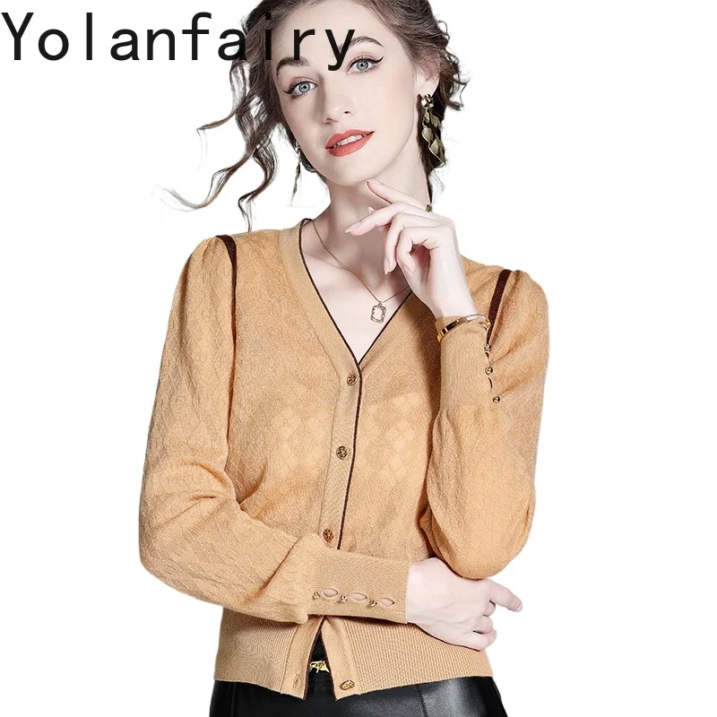 YOLANFAIRY 25.6% Wool Cardigan for Women Early Autumn High-end Base Layer Short Sweaters Woman Long Sleeve Tops Chic Cardigans
YOLANFAIRY 25.6% Wool Cardigan for Women Early Autumn High-end Base Layer Short Sweaters Woman Long Sleeve Tops Chic Cardigans