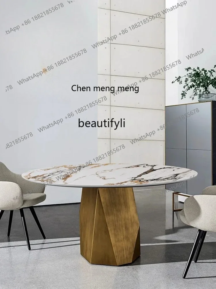 cc182Italian light luxury rock slab dining table with turntable round dining table and chair combination round dining table R
cc182Italian light luxury rock slab dining table with turntable round dining table and chair combination round dining table R
