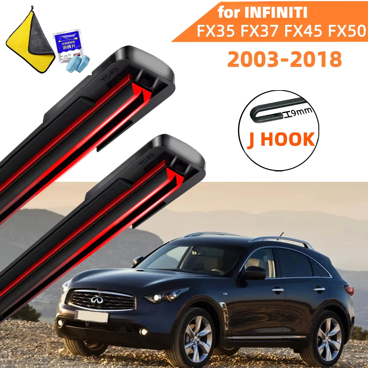 Double Rubber Car Wipers for INFINITI FX35 FX37 FX45 FX50 Front Blade Brushes Cutter Automobiles Accessorie Windscreen Wiper
Double Rubber Car Wipers for INFINITI FX35 FX37 FX45 FX50 Front Blade Brushes Cutter Automobiles Accessorie Windscreen Wiper