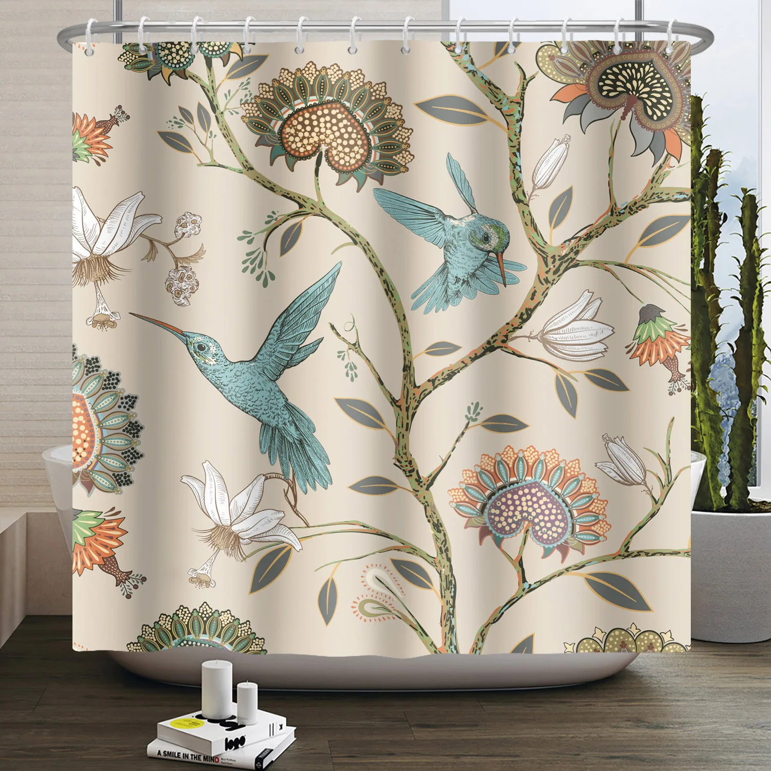 Bird Shower Curtain Spring Vintage Brown Plant White Floral and Teal Hummingbird Polyester Fabric Bathroom Decor Bathtub Curtain
Bird Shower Curtain Spring Vintage Brown Plant White Floral and Teal Hummingbird Polyester Fabric Bathroom Decor Bathtub Curtain
