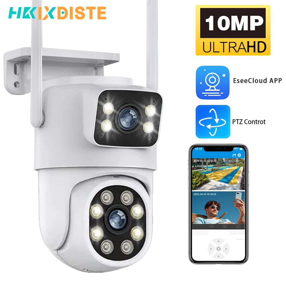 10MP 5K Dual-Lens PTZ Camera Outdoor 4K HD Dual Screen Surveillance 2.4G Wifi Camera Color Night Vision Security-ProtectionTuya
10MP 5K Dual-Lens PTZ Camera Outdoor 4K HD Dual Screen Surveillance 2.4G Wifi Camera Color Night Vision Security-ProtectionTuya