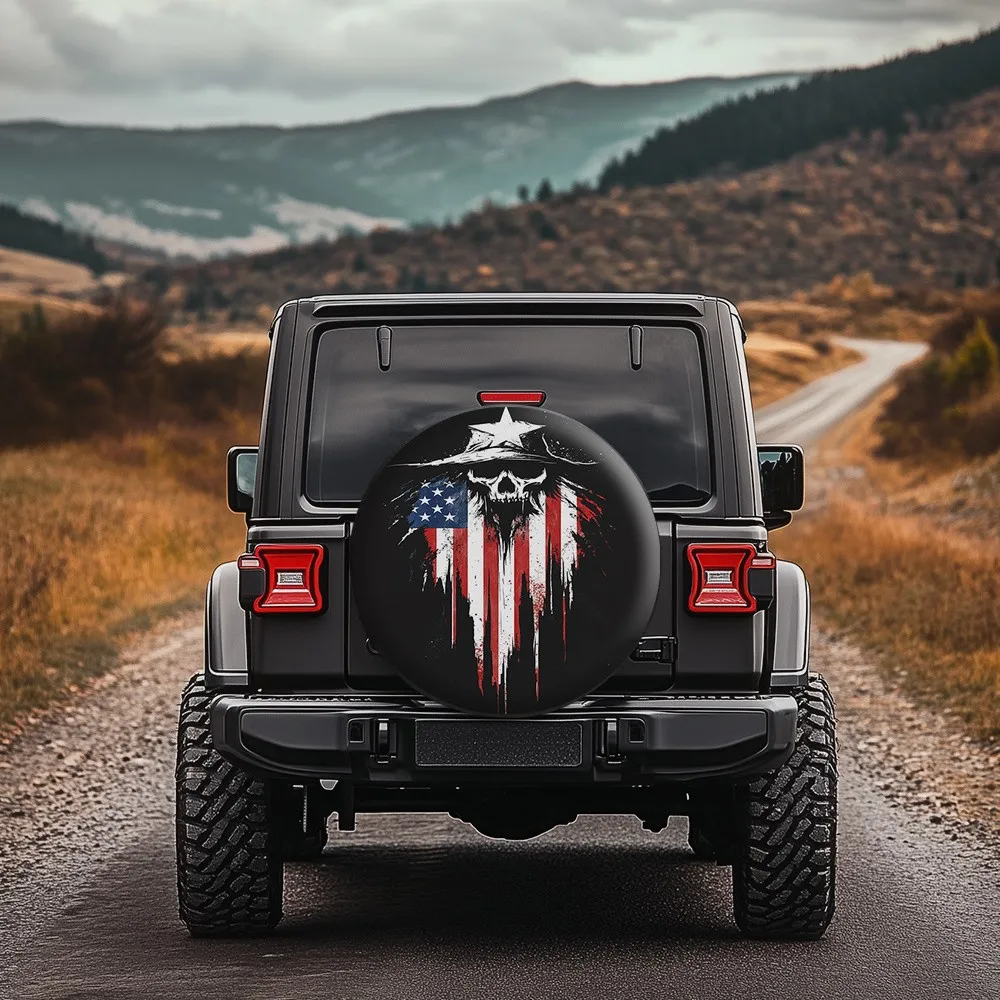 Patriotic Skull Cowboy Flag Spare Tire Cover Waterproof Protector for SUV Truck
Patriotic Skull Cowboy Flag Spare Tire Cover Waterproof Protector for SUV Truck