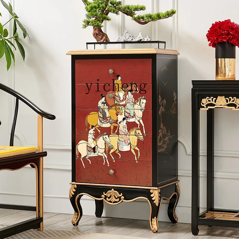 retro French solid wood bedroom five buckets storage drawer cabinet living room sofa corner high vertical cabinet
retro French solid wood bedroom five buckets storage drawer cabinet living room sofa corner high vertical cabinet