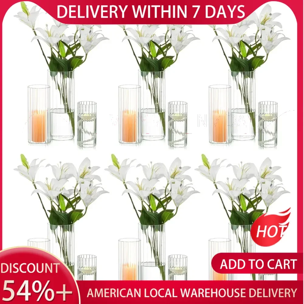 Glass Cylinder Ribbed Vases Set of 18 Decoration Home Decor Hurricane Candle Holders for Pillar or Floating Candles Vase Room
Glass Cylinder Ribbed Vases Set of 18 Decoration Home Decor Hurricane Candle Holders for Pillar or Floating Candles Vase Room