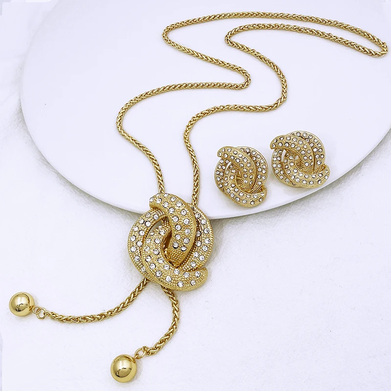 85CM Long Chain Gold Color Necklace And Earrings Set For Woman Unique Design PendantAdjustable Length
85CM Long Chain Gold Color Necklace And Earrings Set For Woman Unique Design PendantAdjustable Length
