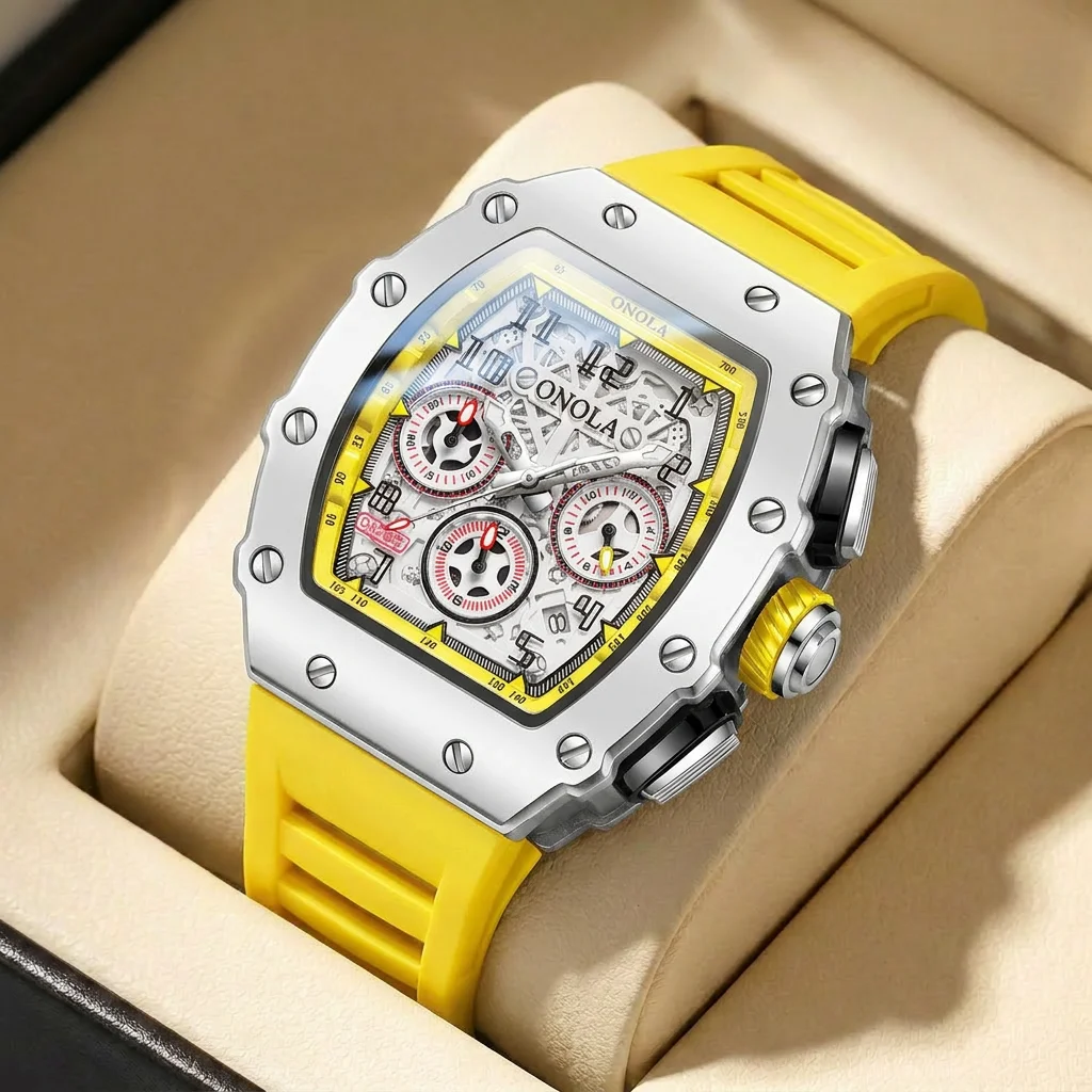 1pcs Men's gold dial silicone strap vintage fashion tonneau skeleton sporty details Quartz Watch for business party holiday
1pcs Men's gold dial silicone strap vintage fashion tonneau skeleton sporty details Quartz Watch for business party holiday