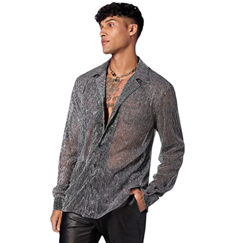 Spring Summer Men's Fashion See-through Shirt Lapel Long Sleeve Casual Shirt
Spring Summer Men's Fashion See-through Shirt Lapel Long Sleeve Casual Shirt
