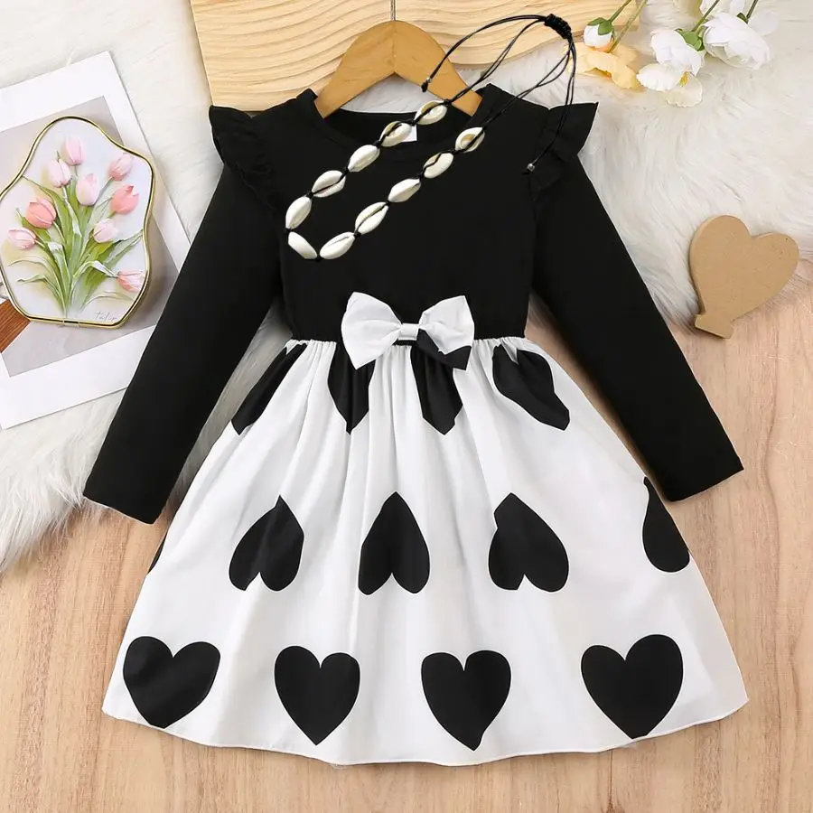 Korean Style Baby Girls Long-Sleeved Dress Sweet Love Bow Princess Fashionable Kids Clothing
Korean Style Baby Girls Long-Sleeved Dress Sweet Love Bow Princess Fashionable Kids Clothing