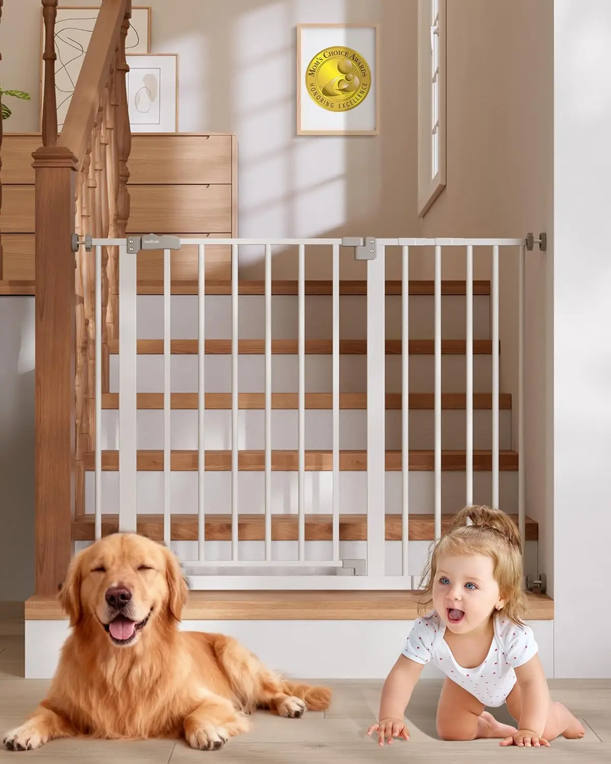 Adjustable Baby Gate for Stairs, 30" Tall, Pressure-Mounted Walk-Through with Dual Lock & 2-Way Swing, White, 29.5-40.75" Wide
Adjustable Baby Gate for Stairs, 30" Tall, Pressure-Mounted Walk-Through with Dual Lock & 2-Way Swing, White, 29.5-40.75" Wide