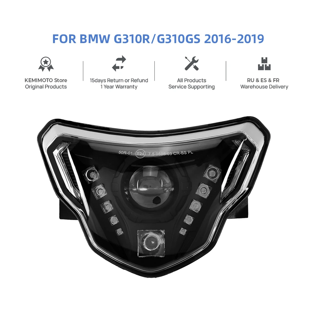 For BMW G310GS G310R Motorcycle E24 Mark LED Headlight Motorcycle Parts G 310GS Headlights with Complete Devil Eyes 2016-2018
For BMW G310GS G310R Motorcycle E24 Mark LED Headlight Motorcycle Parts G 310GS Headlights with Complete Devil Eyes 2016-2018