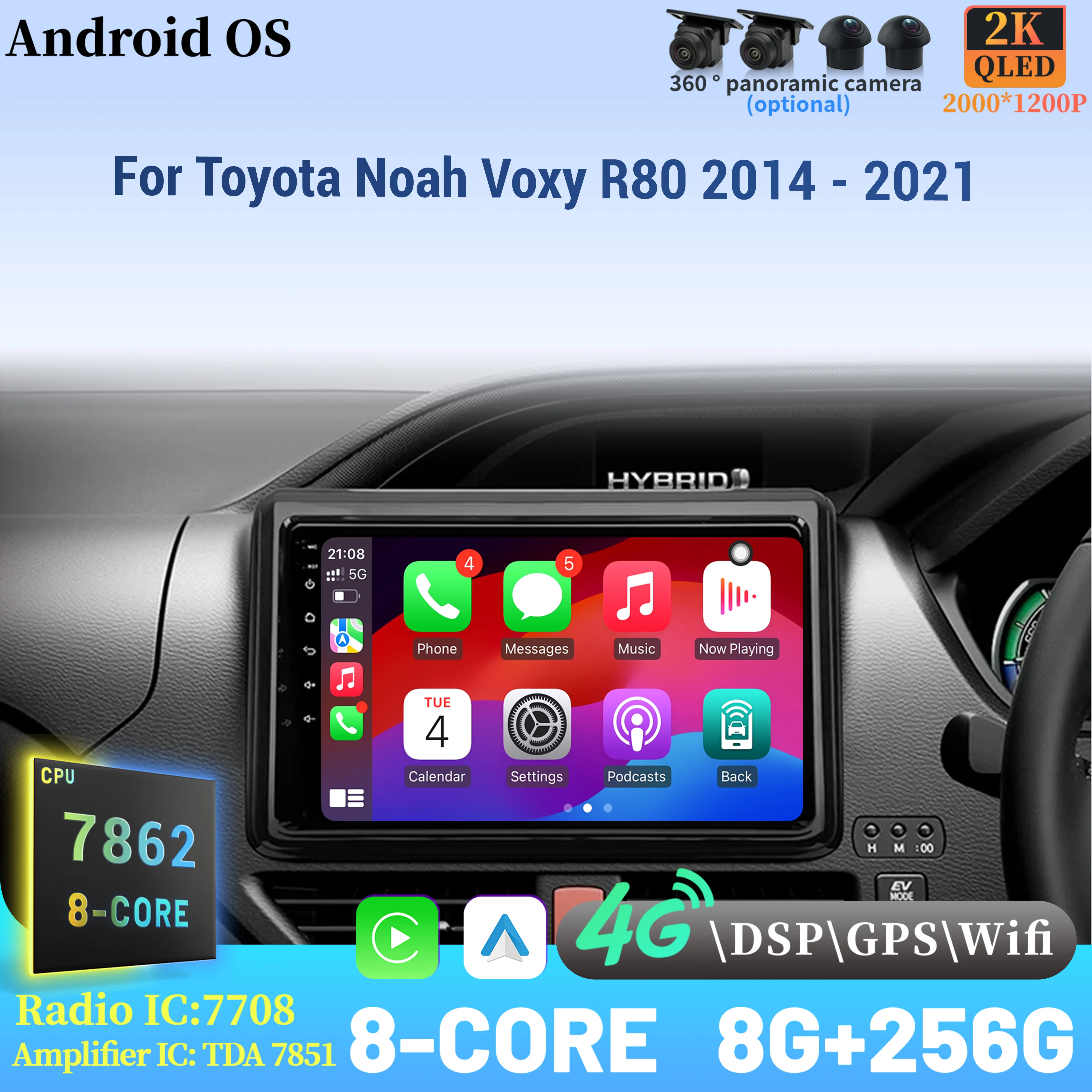 For Toyota Noah Voxy R80 2014 - 2021 Wireless BT CarPlay Android 14 Radio Car Multimedia Player Touch Screen
For Toyota Noah Voxy R80 2014 - 2021 Wireless BT CarPlay Android 14 Radio Car Multimedia Player Touch Screen