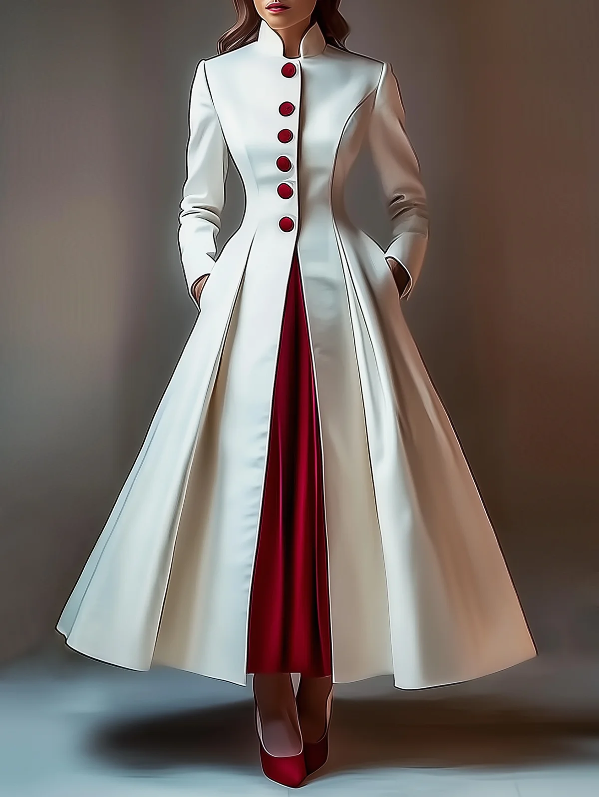 Elegant Women's Dress Stand Collar Long Sleeve Single Breasted Pocket Maxi Coat Dress A-Line Evening Party Long Dress Vestidos
Elegant Women's Dress Stand Collar Long Sleeve Single Breasted Pocket Maxi Coat Dress A-Line Evening Party Long Dress Vestidos