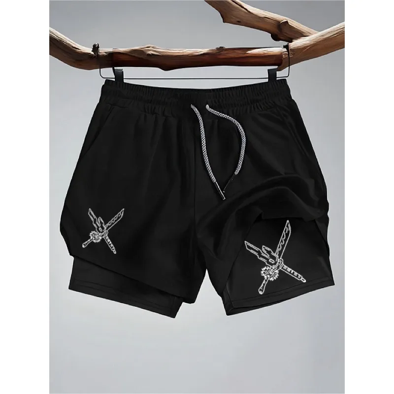 Men's Sword Print Double-Layer Drawstring Training Shorts - Mid-Stretch Athletic Running Gym Shorts with Pockets
Men's Sword Print Double-Layer Drawstring Training Shorts - Mid-Stretch Athletic Running Gym Shorts with Pockets