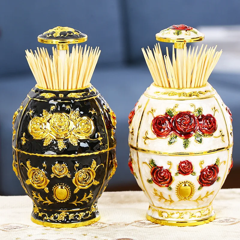 Auto Pop-up Toothpick Box European Luxury Press Type Toothpick Holder Creative Storage Container for Living Room Tea Table
Auto Pop-up Toothpick Box European Luxury Press Type Toothpick Holder Creative Storage Container for Living Room Tea Table