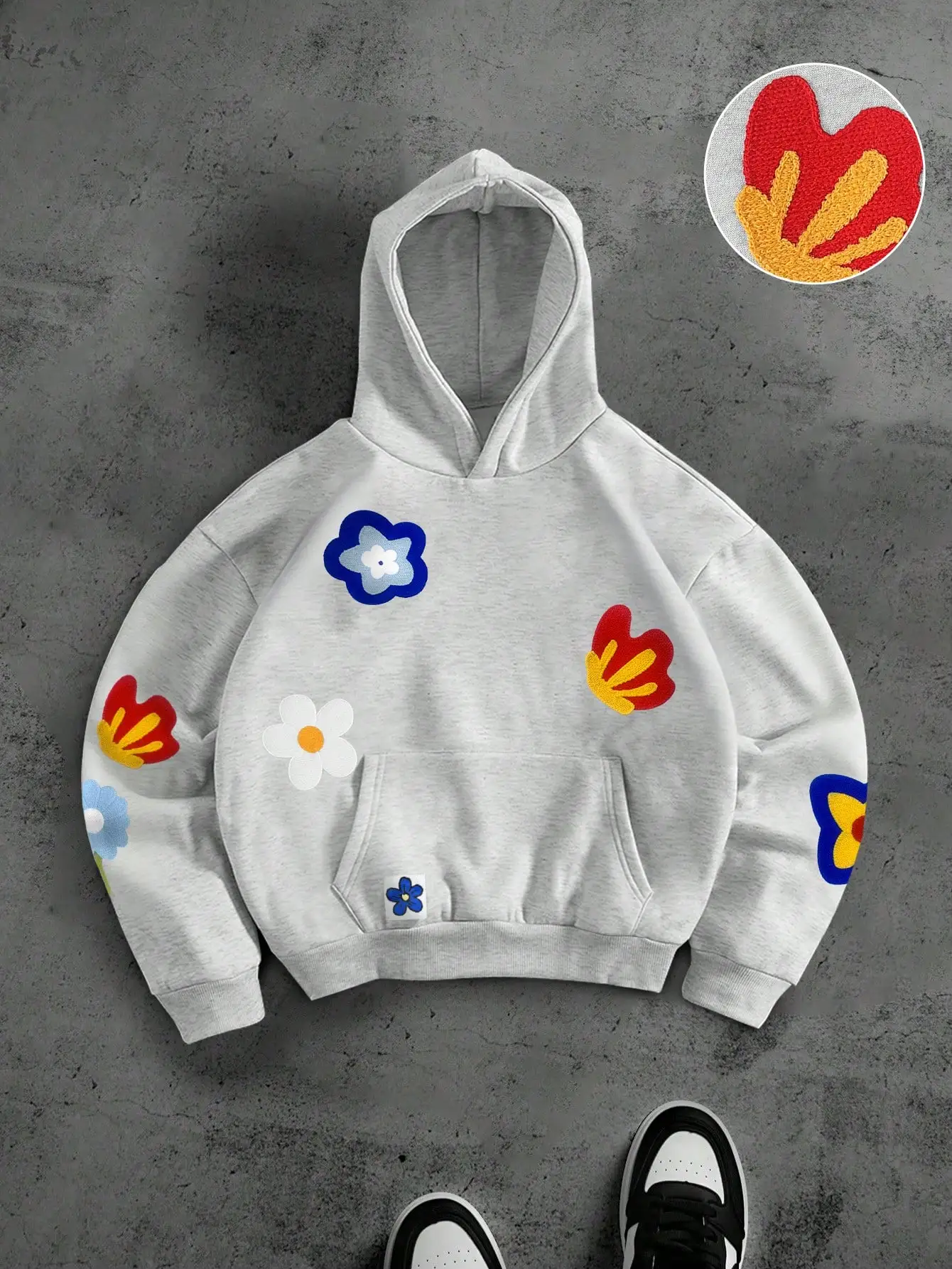 Men's Casual Floral Embroidered Hoodie, Loose Fit Long Sleeve Streetwear for Autumn Winter
Men's Casual Floral Embroidered Hoodie, Loose Fit Long Sleeve Streetwear for Autumn Winter