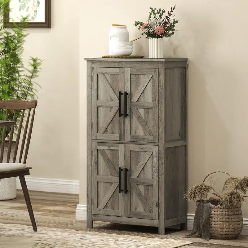 HOMCOM Bathroom Floor Storage Cabinet, Farmhouse Bathroom Cabinet with 4 Doors and Adjustable Shelf, Light Gray
HOMCOM Bathroom Floor Storage Cabinet, Farmhouse Bathroom Cabinet with 4 Doors and Adjustable Shelf, Light Gray