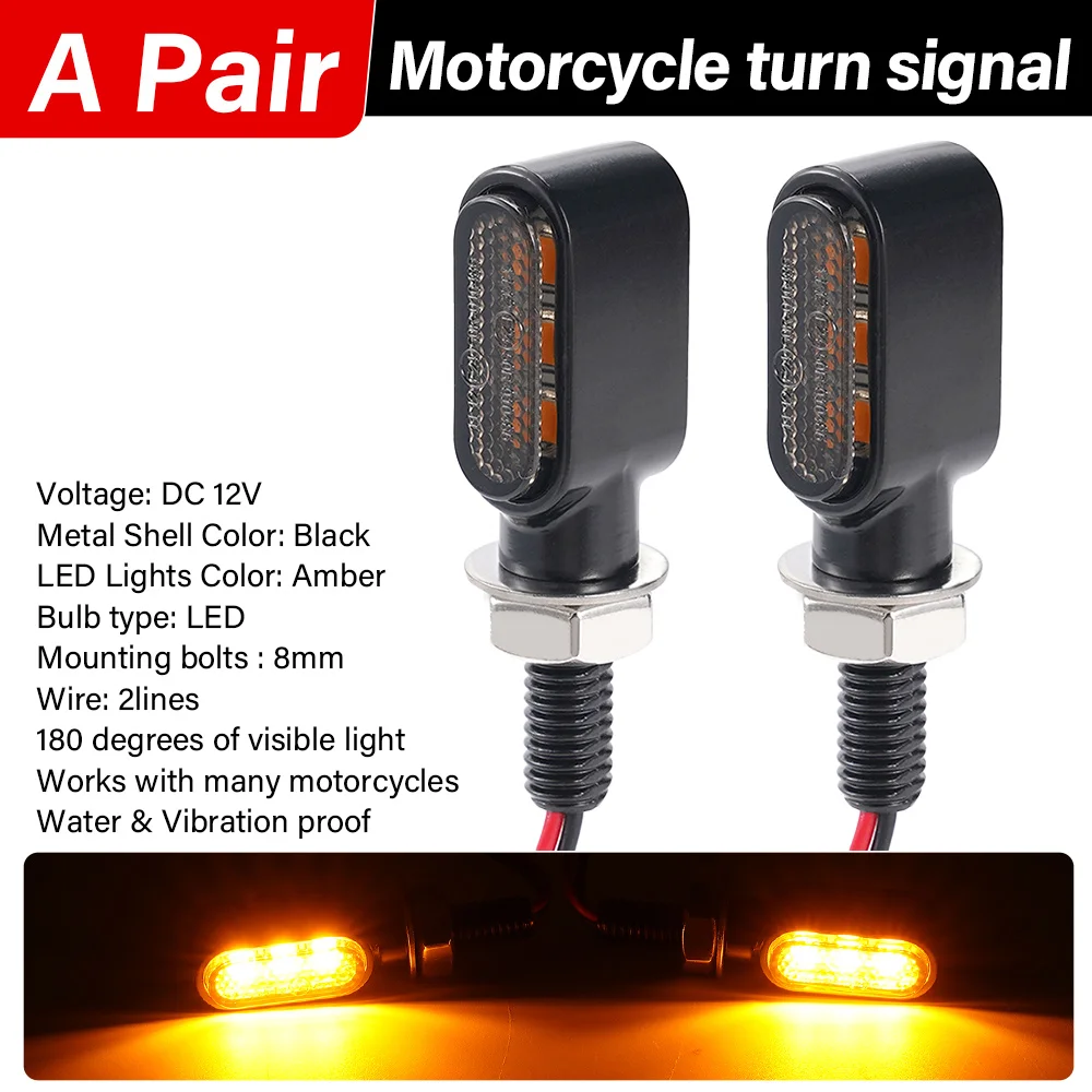 8mm 12V Motorcycle Turn signal Light lamp Indicators Blinker 3 High Brightness LED led for honda yamaha kawasaki cafe racer
8mm 12V Motorcycle Turn signal Light lamp Indicators Blinker 3 High Brightness LED led for honda yamaha kawasaki cafe racer