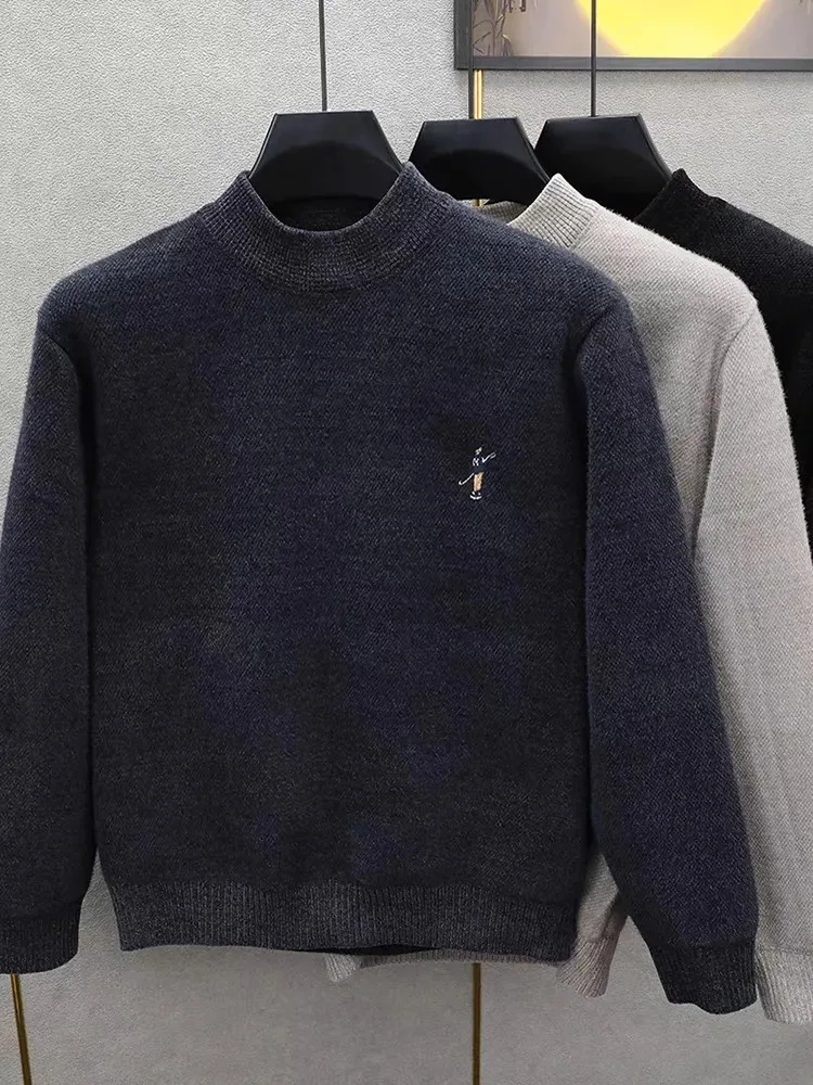 High quality men's round neck knitted sweater autumn winter fashion cartoon embroidery warm thick design Korean style pullover
High quality men's round neck knitted sweater autumn winter fashion cartoon embroidery warm thick design Korean style pullover