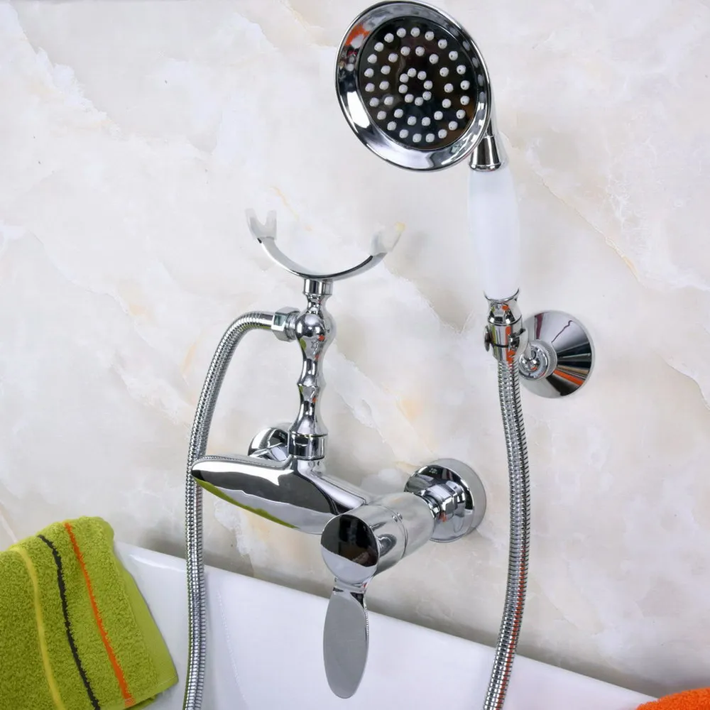 Contemporary Chrome Brass Wall Mounted Bathroom Shower Faucet Set with 150CM Hose Handheld Spray Head Mixer Tap Dna259
Contemporary Chrome Brass Wall Mounted Bathroom Shower Faucet Set with 150CM Hose Handheld Spray Head Mixer Tap Dna259