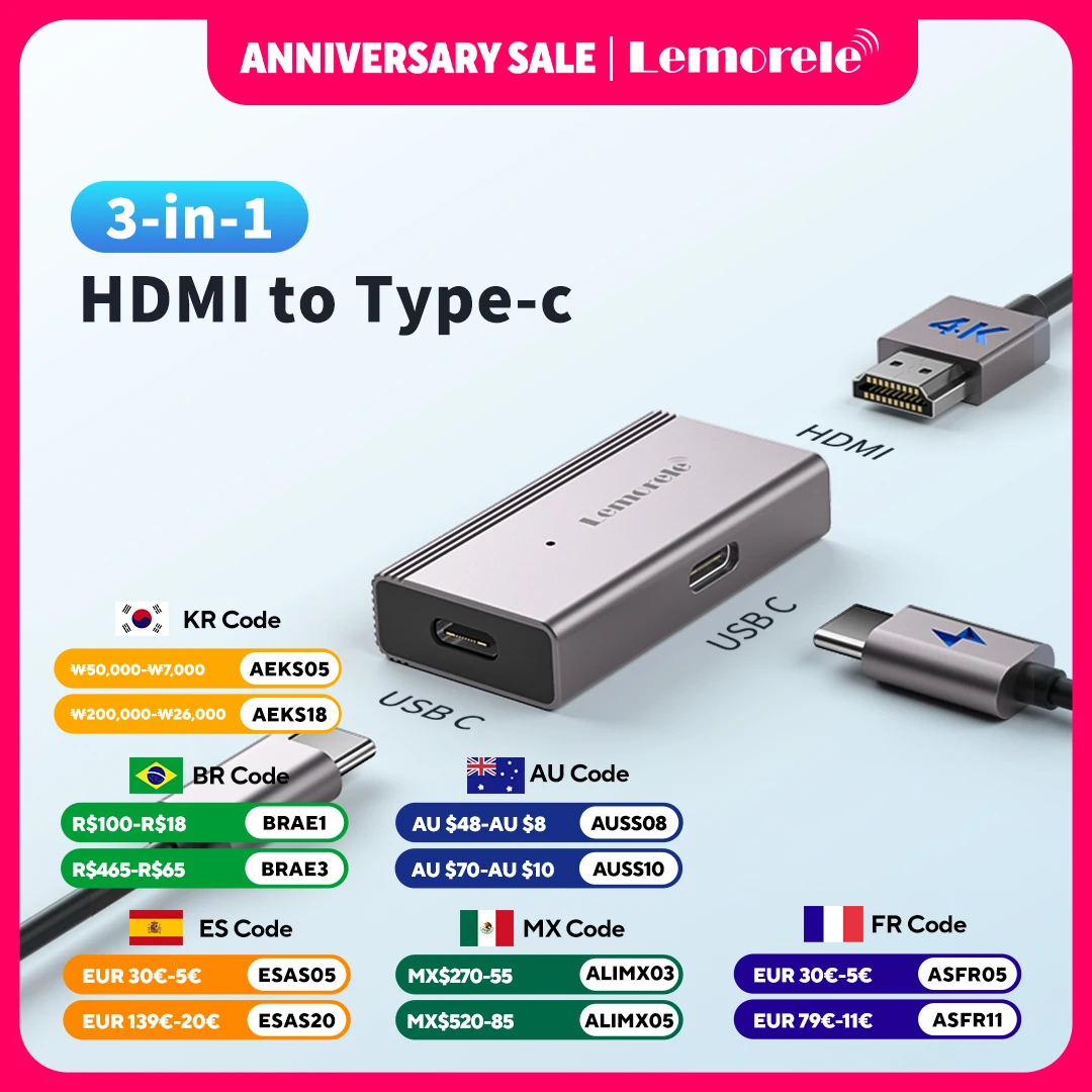 Lemorele HDMI to Type-c Adapter 4k 60Hz AR Glasses Converter USB-c Video Adapter for Xreal Airs,Rokid AR Head Mounted Display
Lemorele HDMI to Type-c Adapter 4k 60Hz AR Glasses Converter USB-c Video Adapter for Xreal Airs,Rokid AR Head Mounted Display