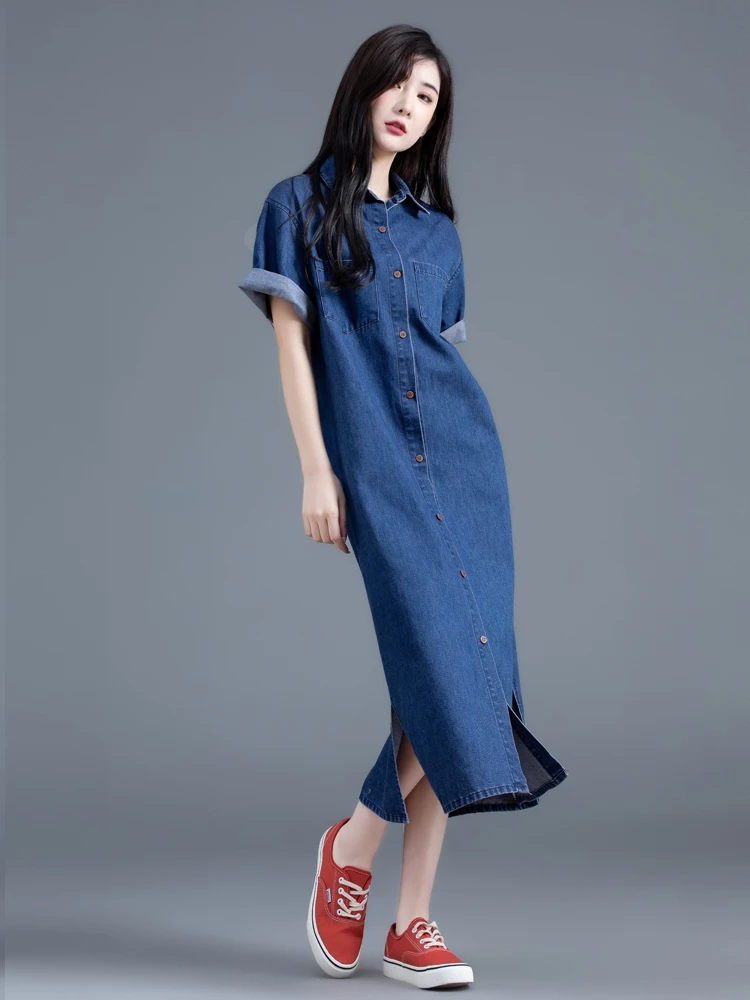 TIYIHAILEY Free Shipping Vintage Women Long Mid-Calf Short Sleeve Denim Summer Single Breasted Dresses S-XL Turn Down Collar
TIYIHAILEY Free Shipping Vintage Women Long Mid-Calf Short Sleeve Denim Summer Single Breasted Dresses S-XL Turn Down Collar