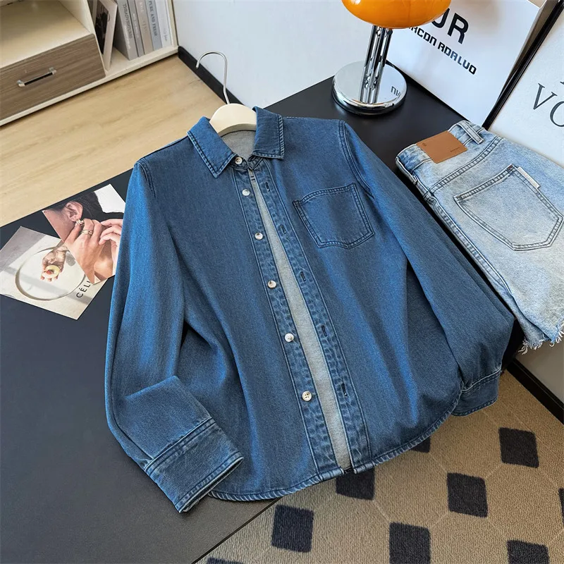 Korean Blue Denim Shirt Jacket Women Autumn 2025 Loose Casual Lapel Single-Breasted Long Sleeve Jeans Jacket Coat Chaqueta Mujer
Korean Blue Denim Shirt Jacket Women Autumn 2025 Loose Casual Lapel Single-Breasted Long Sleeve Jeans Jacket Coat Chaqueta Mujer