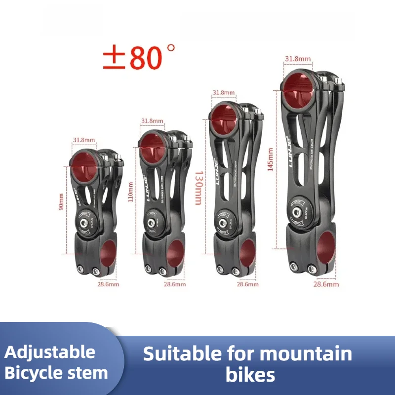 Adjustable Bicycle Handlebar Stem 31.8mm ±80° 90/110/130/145mm MTB Road Bike Stem 28.6mm Forks Cycling Accessories
Adjustable Bicycle Handlebar Stem 31.8mm ±80° 90/110/130/145mm MTB Road Bike Stem 28.6mm Forks Cycling Accessories