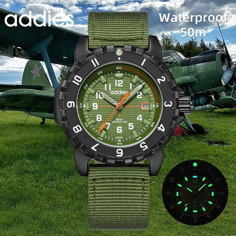 ADDIES Men's Outdoor Fashion Quartz Watch Minimalist Nylon Strap 50 Meter Water Resistant Luminous Sporty Style Quartz Watch
ADDIES Men's Outdoor Fashion Quartz Watch Minimalist Nylon Strap 50 Meter Water Resistant Luminous Sporty Style Quartz Watch