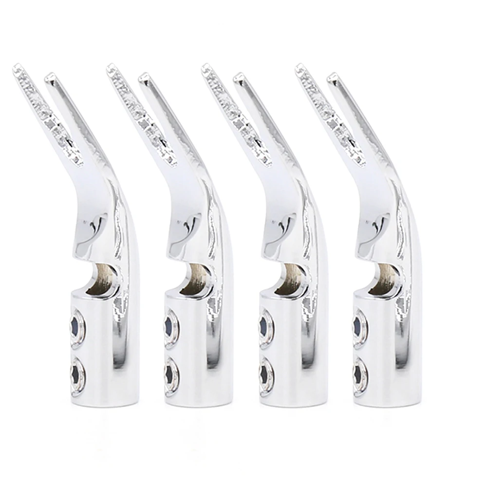 4pcs Pure Copper Rhodium-Plated Y Spade/Banana Plugs Screw Locking Red Copper Conductors Audio Speaker Cable Connectors
4pcs Pure Copper Rhodium-Plated Y Spade/Banana Plugs Screw Locking Red Copper Conductors Audio Speaker Cable Connectors