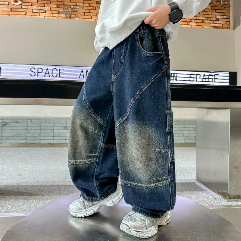 New Fashion Kids Vintage Blue Baggy Jeans for Boys Casual Streetwear Denim Pants Children's Loose Patchwork Trousers Age 5-14 Y
New Fashion Kids Vintage Blue Baggy Jeans for Boys Casual Streetwear Denim Pants Children's Loose Patchwork Trousers Age 5-14 Y