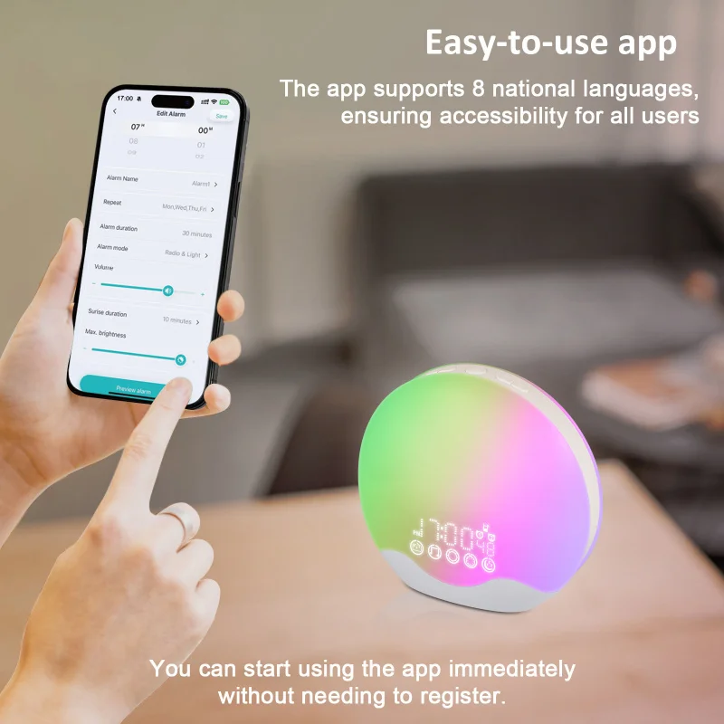 Alarm clock, sleep tracker, Bluetooth, smart, multifunctional2026New high-appearance, glowing night light clock for sleep
Alarm clock, sleep tracker, Bluetooth, smart, multifunctional2026New high-appearance, glowing night light clock for sleep
