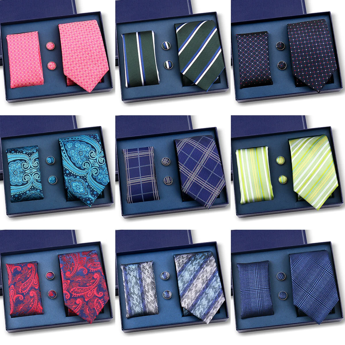 Elegant Men Tie Gift Set 3 Pcs Tie Cufflinks Handkerchief Black Gift Box Floral Paisley Business Formal Accessories Party Gift
Elegant Men Tie Gift Set 3 Pcs Tie Cufflinks Handkerchief Black Gift Box Floral Paisley Business Formal Accessories Party Gift