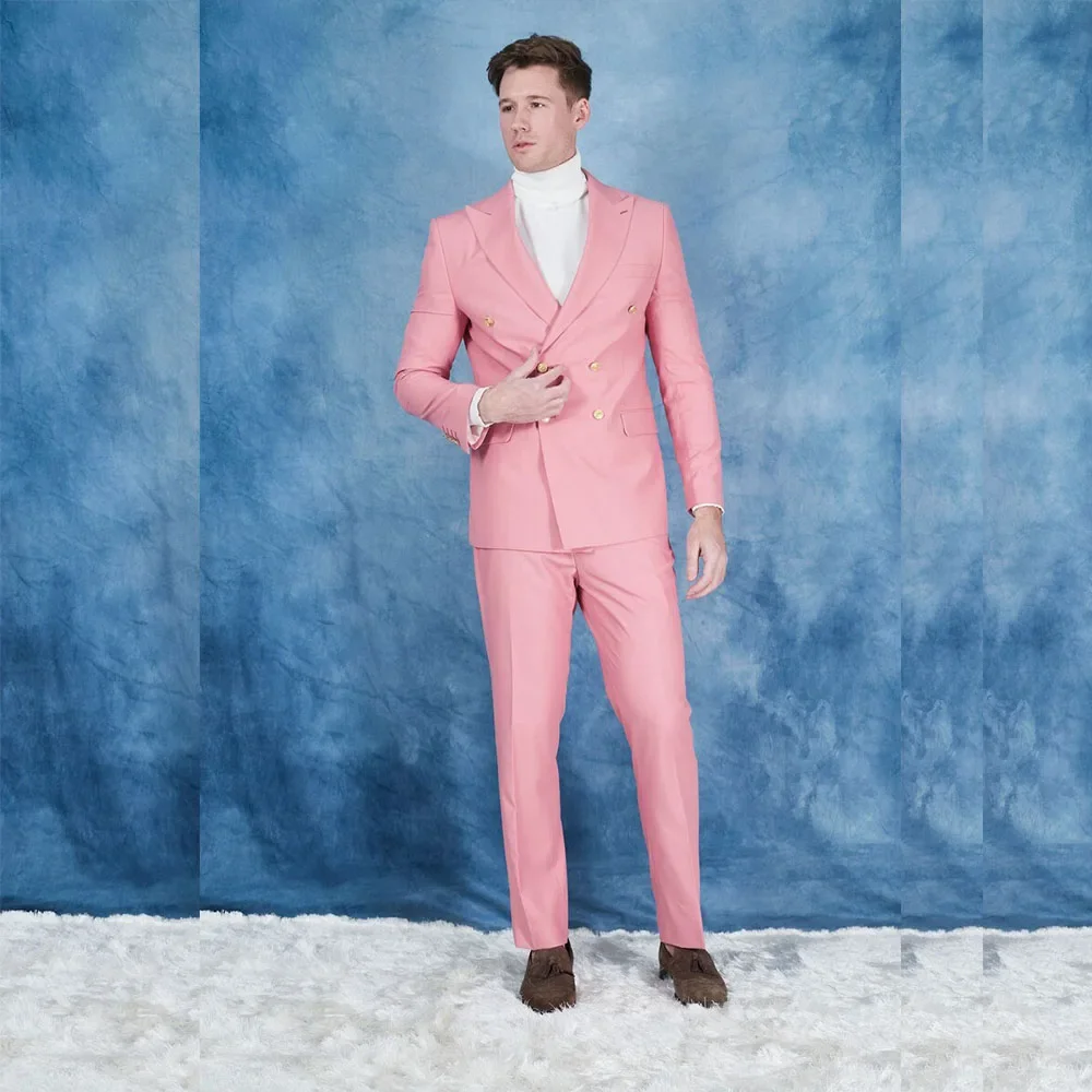 Pink Blazer Men Suit Full Set Double Breasted Peaked Lapel 2 Piece Jacket Pants Wedding Clothing For Groom
Pink Blazer Men Suit Full Set Double Breasted Peaked Lapel 2 Piece Jacket Pants Wedding Clothing For Groom