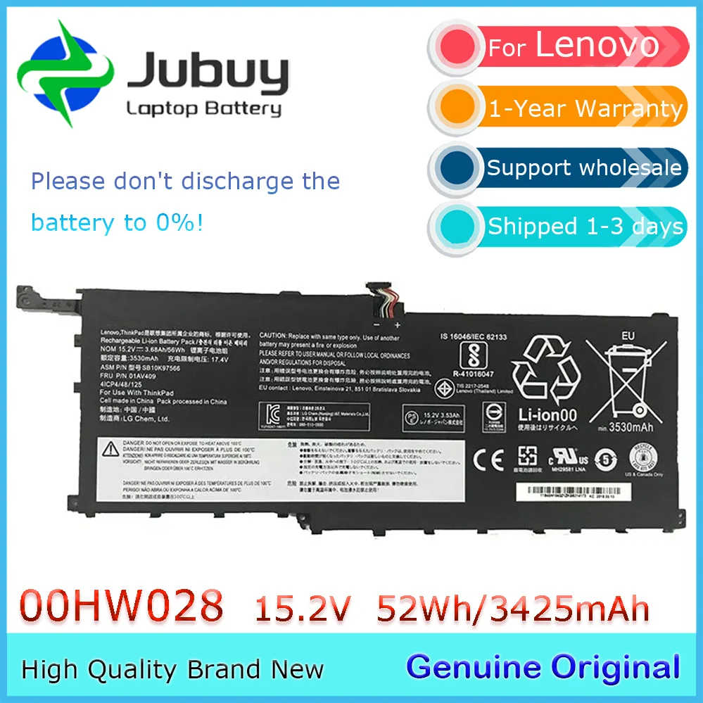 Оригинальный аккумулятор для ноутбука 15,2 В, 52 Втч 00HW028, для Lenovo ThinkPad X1 Yoga Carbon 4-го поколения 2016 00HW029 01AV409 01AV439
Оригинальный аккумулятор для ноутбука 15,2 В, 52 Втч 00HW028, для Lenovo ThinkPad X1 Yoga Carbon 4-го поколения 2016 00HW029 01AV409 01AV439