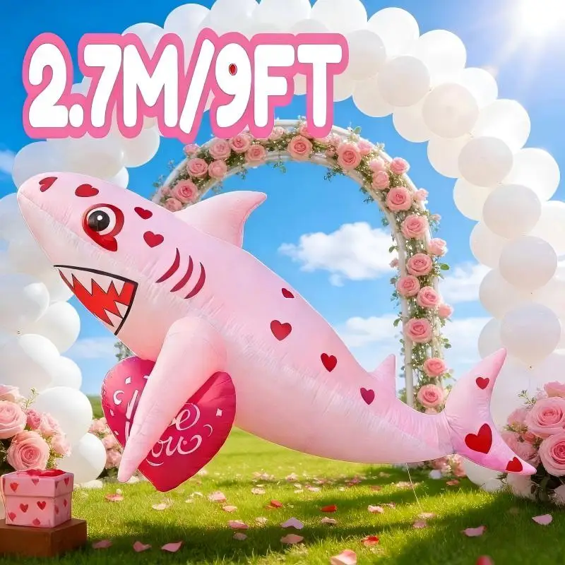 2.7M/9FT Valentine's Day Outdoor Inflatable Decoration Cute Shark Courtyard Romantic Cute Build-in LED Light Party Garden Decor
2.7M/9FT Valentine's Day Outdoor Inflatable Decoration Cute Shark Courtyard Romantic Cute Build-in LED Light Party Garden Decor