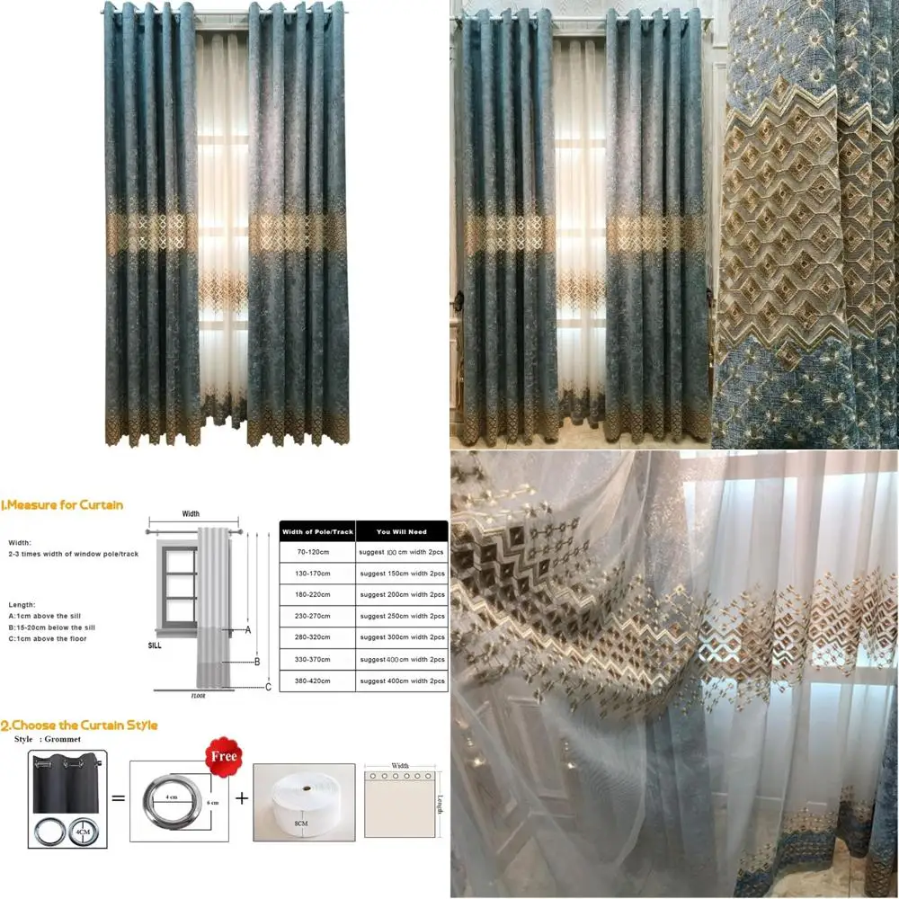 Роскошные вышитые синельные шторы с полой марлей для гостиной и спальни, фильтрация света, вышитая отделка