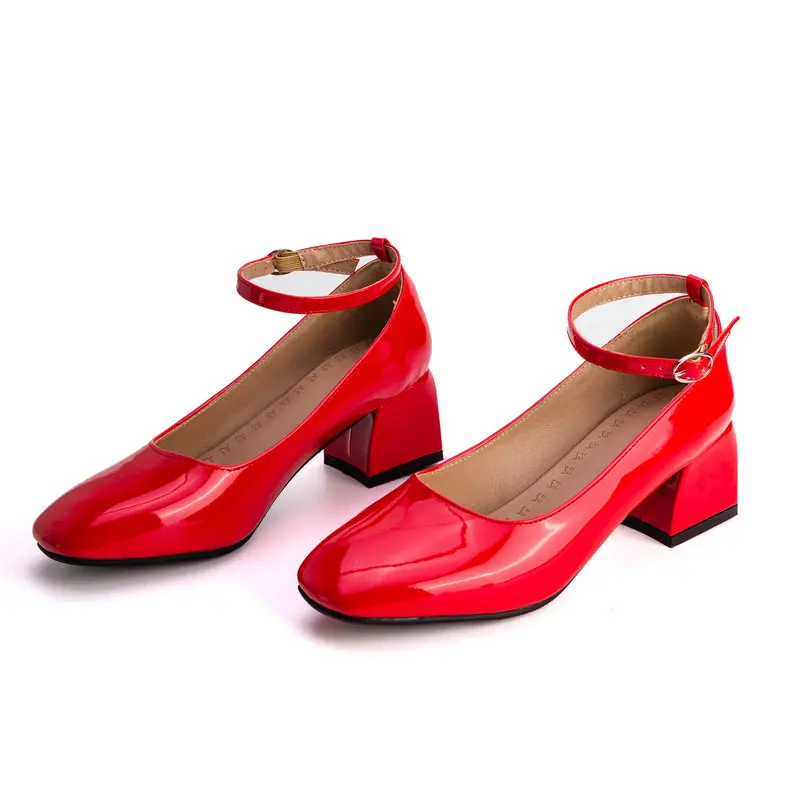 Patent PU Leather Round Toe Chunky High Heels Ankle Wrap Women Mary Janes Lady Shoes Big Size 52 53 54 Yellow Green Navy Pumps
Patent PU Leather Round Toe Chunky High Heels Ankle Wrap Women Mary Janes Lady Shoes Big Size 52 53 54 Yellow Green Navy Pumps