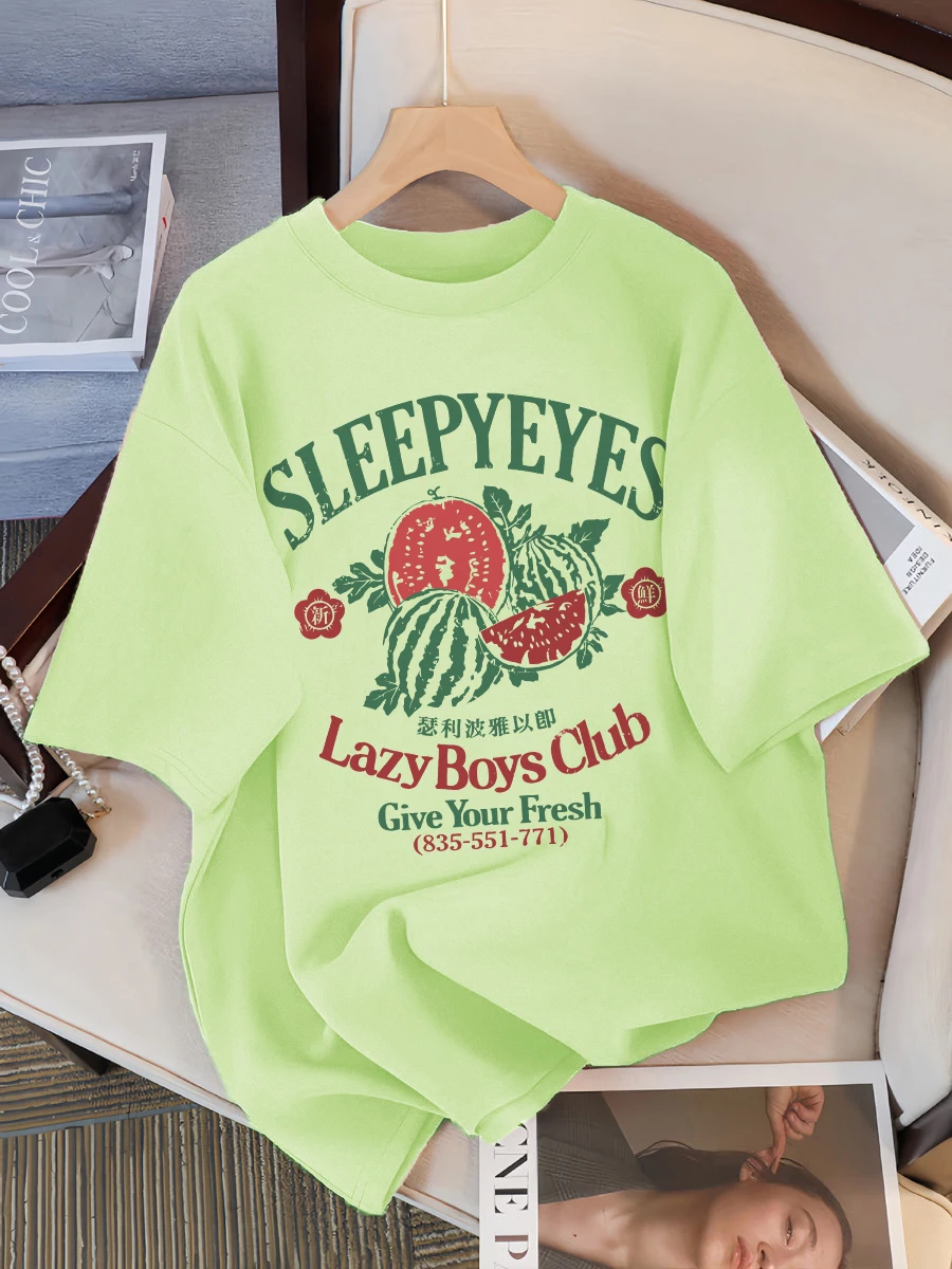 Sleepyeyes Lazy Boys Club Женские футболки с принтом свежего арбуза Хлопковая футболка с круглым вырезом Летняя свободная одежда Универсальные топы Y2K
Sleepyeyes Lazy Boys Club Женские футболки с принтом свежего арбуза Хлопковая футболка с круглым вырезом Летняя свободная одежда Универсальные топы Y2K