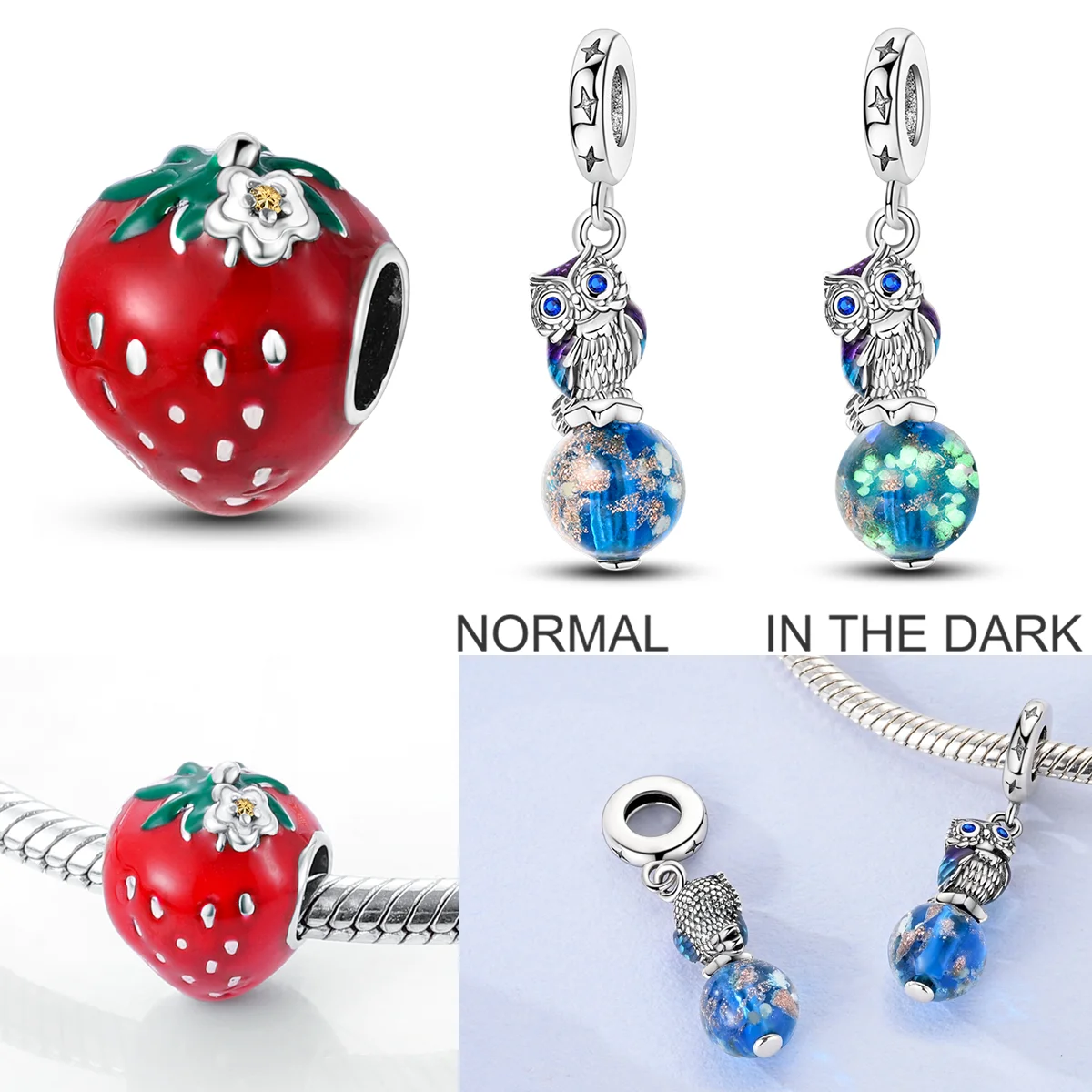 925 Sterling Silver Night Knight Owl Charms Bead CZ Zircon Red Strawberry Dangle Fit Original Bracelet DIY Women Jewelry
925 Sterling Silver Night Knight Owl Charms Bead CZ Zircon Red Strawberry Dangle Fit Original Bracelet DIY Women Jewelry